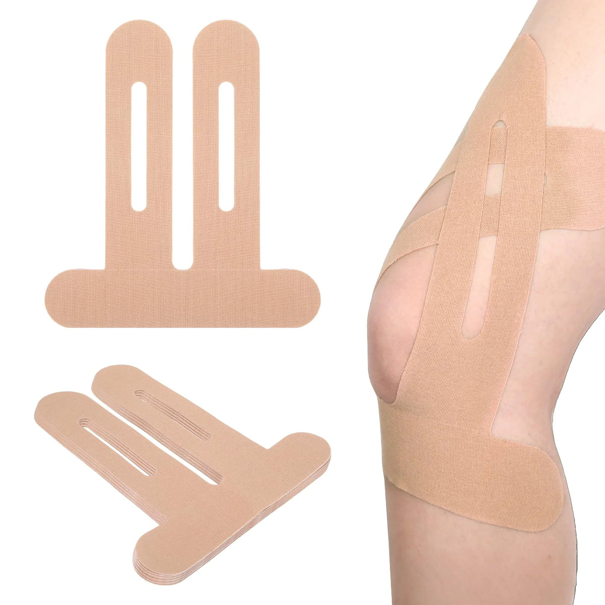 Pre-cut knee support tape - Beige