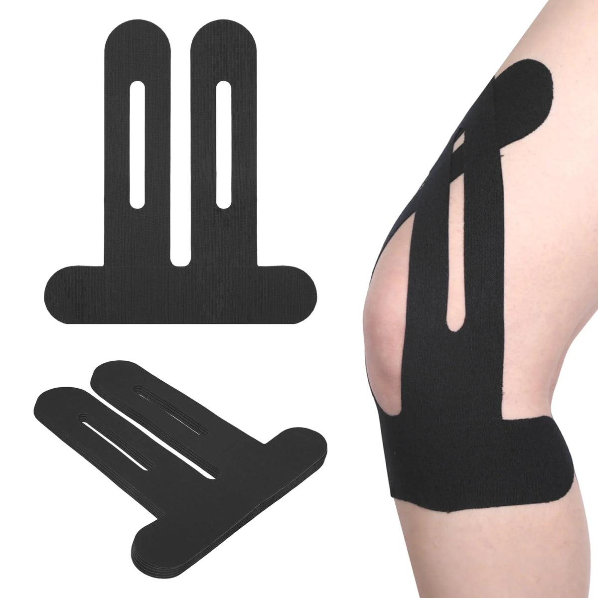 Pre-cut knee support tape - Black