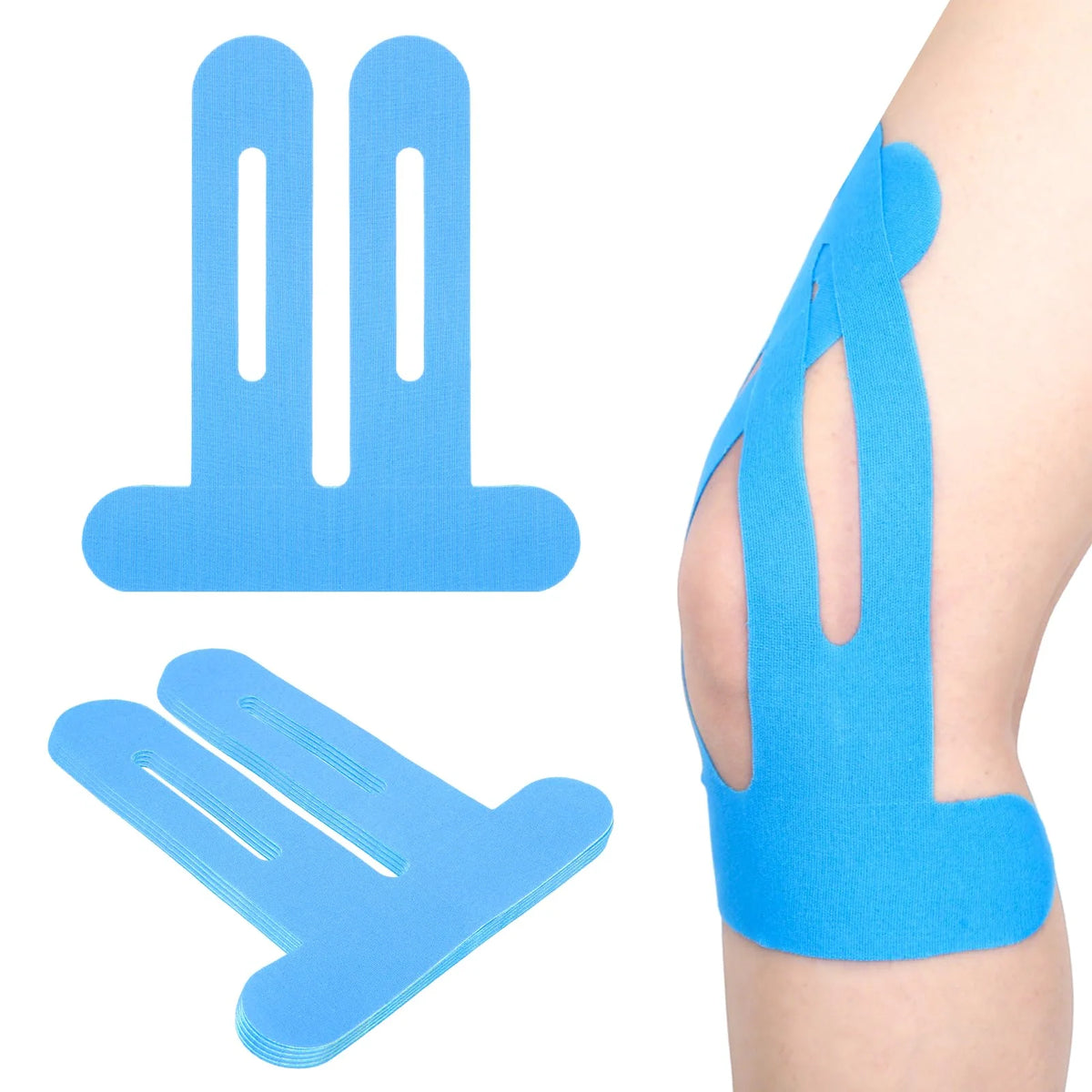 Pre-cut knee support tape - Blue