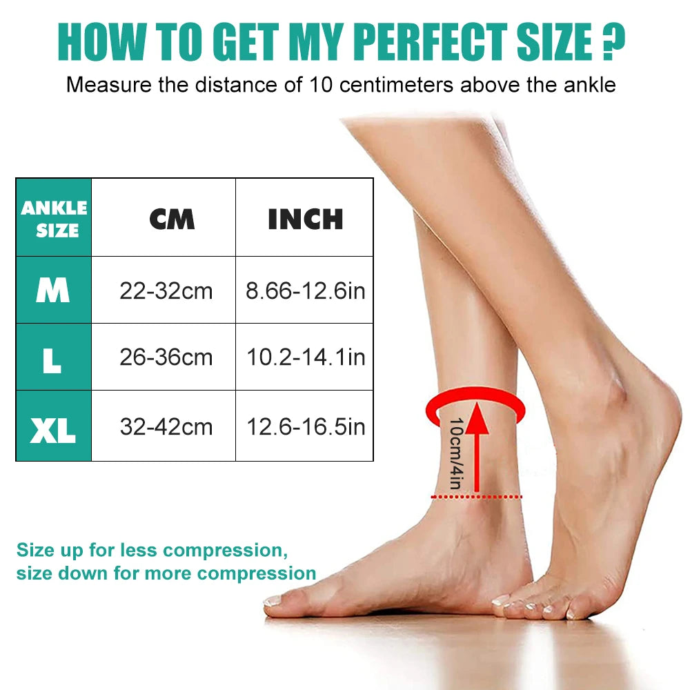 Arch support compression foot sleeve size chart